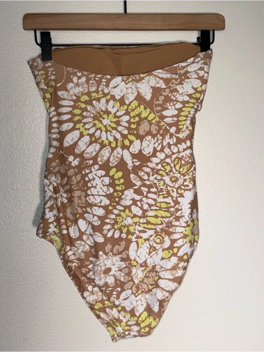 AERIE strapless Floral Cutout One-Piece floral tie waist vacation Swimsuit S